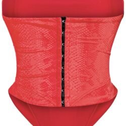 Matte Strapless Snake Print Corset Top Red - Image 4