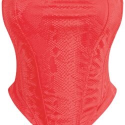 Matte Strapless Snake Print Corset Top Red