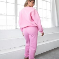 Varsity Fleece Jogger Set Light Pink - Image 4