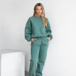 Varsity Fleece Jogger Set Pine Green
