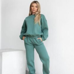 Varsity Fleece Jogger Set Pine Green - Image 2